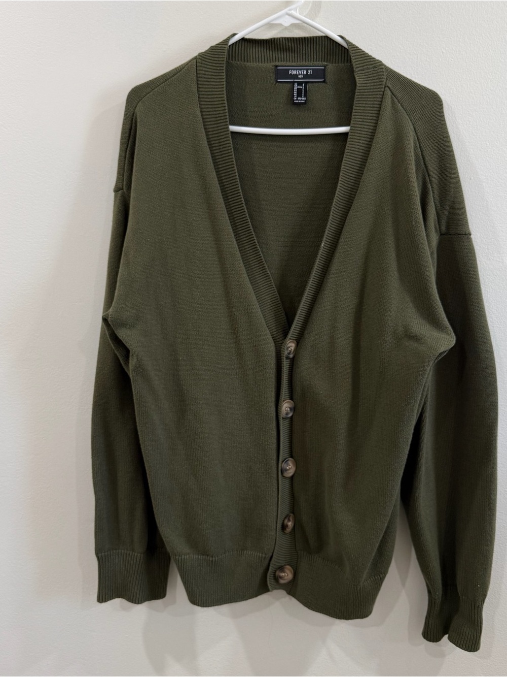 Olive Green V-Neck Knit Cardigan Size Small